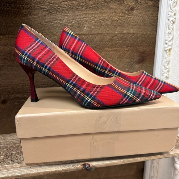 LAIRUI Plaid Pointed Toe Kitten Heel Pumps – Size 42 (US 10-10.5) - Picture 6 of 10